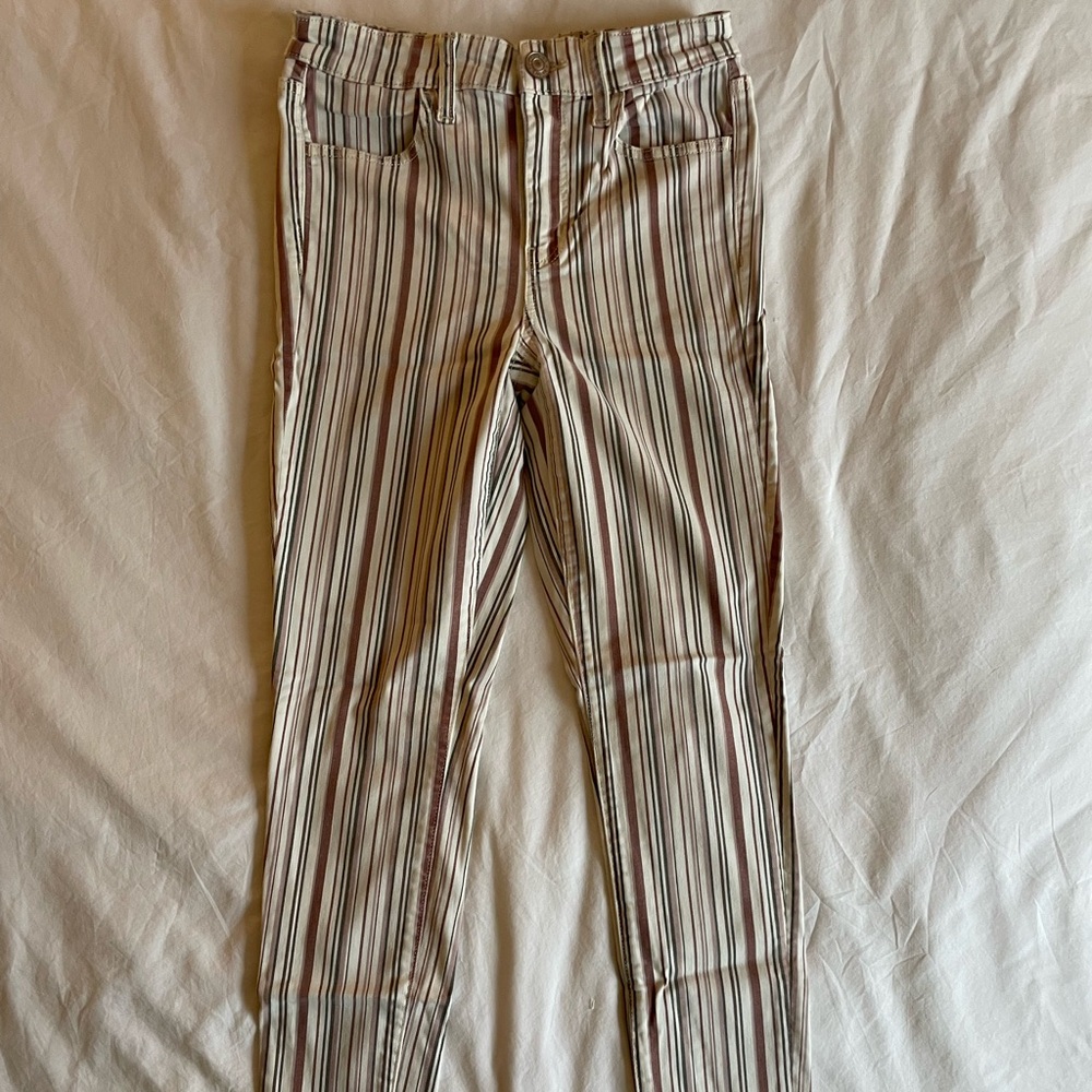 High waisted, pin stripe, skinny jeans american eagle